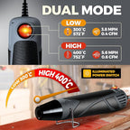 Heat Gun for Crafting, Mini Dual Temp Hot Air Gun Tool for Epoxy Resin, Shrink Wrapping, Vinyl Wrap, Embossing, Electronics, Candle Making, Sublimation, Phone Repair & DIY (Grey/Black)