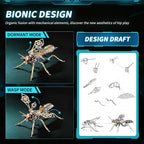 3D Puzzles for Adults, Metal Model Kit Wasp Mechanical Puzzle for Adults/Teens, DIY Creative Craft Gifts Kits Difficult Assembled 3D Puzzle for Family Time, Home Decor (Gold)