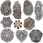 Royal Kraft Wooden Stamps for Block Printing on Saree Border, Textile, Clay, Pottery, Tattoo (Set of 10) MXtag0002