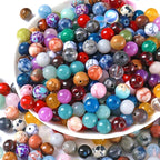 100PCS 8MM Mixed Color Stone Beads Round Loose Spacer Gemstone Beads for Jewelry Making DIY Bracelet Necklace Crystal