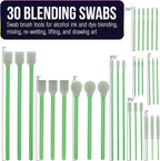 U.S. Art Supply 30 Alcohol Ink Blending Swabs - Foam Tip Brushes, Assorted Shapes and Sizes - Mixing, Blending, Re-Wet, Lift Ink, Dye, Paint, Drawing on Yupo Paper, Art and Craft Mediums, Epoxy Resin