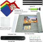 Portable Puzzle Mat Roll Up - with 9 Glue Sheets, Sorting Trays, Hand Pump, Inflatable Tube, and Storage Bag - Perfect for Kids and Adults (Gray, 1500pcs)