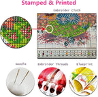 Foxhool Beginners Cross Stitch Kits Stamped Full Range of Embroidery Kits for Adults DIY Cross Stitches kit Embroidery Patterns for Needlepoint kit-Flower Hummingbird 16x20 inch