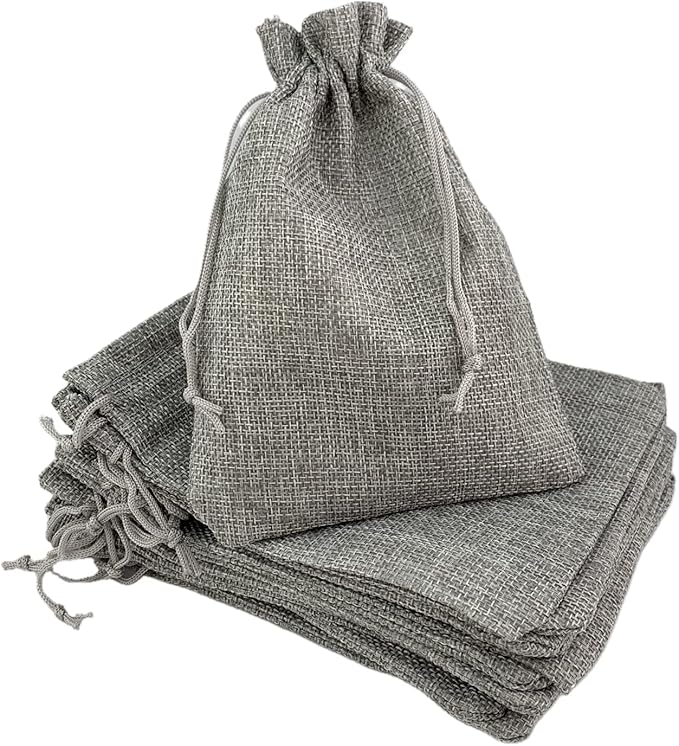 Palmhomee Pack of 25 Burlap Gift Bags with Drawstring Linen Jewelry Pouches Wedding Hessian Jute Bags for Birthday Jewelry and Treat Pouches Party Wedding Favors Gift Art and DIY Craft (7x9 Inch ,