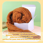 3.53oz Wool Roving Yarn, Wool Felting Supplies, Pure Wools, Chunky Yarn, Spinning Wool Roving for Needle Felting Wet Felting DIY Hand Spinning (Light Brown)