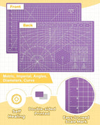 Thickened 18"x12" Self Healing Cutting Mat, Idemeet Rotary Cutting Sewing Mat for Crafts, 5-Ply Blade Table Protector Cut Board for Fabric Leather Cutting Quilting Modeling Hobby Project, A3, Purple