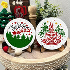 Small Christmas Stencils for Painting on Wood 3inch Christmas Stencils for Crafts Reusable Holiday Stencil Templates for Wood Slice Tier Tray Christmas Tree Decor