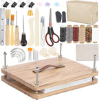 50 Pcs Book Binding Kits, 15"x11.4" Inch Wooden Book Press，Books Binding Materials, with Bone Folder, Awl, Needles for DIY Bookbinding, BookRepair, Handmade Crafts