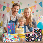 Pineraap 12 Sheets Art Wrapping Paper, Painting Palette Brushes Paint Design Gift Wrap Paper, Creative Art Doodles Folded Flat Gift Wrap for Artists, Birthdays, Celebrations, 19.7 x 27.6 Inch