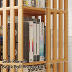YOWOS Rotating Bookshelf Tower, 360 Display Spinning Bookcase, Bamboo Bookshelf Floor Standing Storage Rack, Wood Narrow Book Shelf Organizer for Kids&Adults (Nature, 2 Tier)