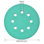 5-Inch 8-Hole Wet Dry Sanding Discs 100 Grit, Polyester Film Backed Heavy-Duty Hook and Loop Sandpaper for Random Orbital Sander, 50-Pack