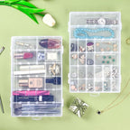 Plastic Organizer Container Box,36 Large Grids Clear Plastic Bead Organizer with Adjustable Dividers Craft Organizers Box for Bead,Jewelry,DIY Crafts,Art,Small Items Storage (Clear-1pack-36 Grids)