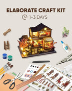 DIY Miniature House Kit, Mini House Kit for Beginners, DIY Dollhouse Kit for Adults to Build, Model Building Craft Diorama Kit, Ideal Gifts for Birthday, Christmas(Japanese Garden House)
