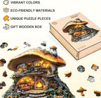 Wooden Puzzles for Adults, Mushroom House Puzzles, Wood Adult Puzzle, Birthday Gifts for Puzzle Lover (L-13.1 * 13.4 in 290pcs)