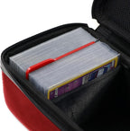 Quiver Time Red Bolt Card Carrying Case fits Pokemon Cards and other TCG Games - Storage Bag for Playing/Trading Cards and Deck Box (Straps, Dividers & 100 Apollo Card Sleeves)