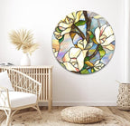 My Photostation.com 40WX60H'' Stained Magnolia Glass Wall Art Tempered Glass Printing Wall Decor Large Wall Art Wall Hangings