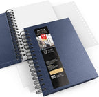 ARTEZA Watercolor Sketchbook Set,3-Pack,64 Pages per Book,5.5 x 8.5 Inches,Blue Hardcover Spiral Notebooks,140-Pound Premium Watercolor Paper for Artists