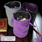 Luck Lab Velvet Drawstring Dice Bag - Set of Three Colors - Dungeons and Dragons Fabric/Standing Cotton Fabric Dice Bags/D&D Dice Pouch/Small Pouch/Velvet Jewelry Bag (Purple, Black, Grey)