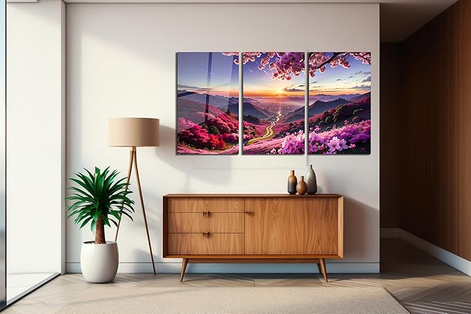 SpiritualHands Scenery Tempered Glass Wall Art Painting for Living Room, Tempered Glass Modern Prints Decor, Large Vivid Color Panel for Bedroom, Kitchen, or Office