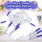 18 Pcs Line Washable Markers Bulk Blue Fine Tip Markers Set Coloring Thin Tip Drawing Washable Pen for Kids Art School Classroom Back to School Gender Reveal Party Supplies, Ages 6+