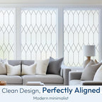 rabbitgoo Window Privacy Film for Glass Windows, Frosted Glass Cling with Decorative Moroccan Lattice, Removable Heat Control Sun Blocking Door Covering Sticker for Home Bathroom, 29.5 x 157.4 inches