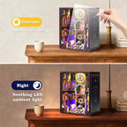 Book Nook Kit - DIY Miniature Dollhouse with LED Lights for Adults & Teens, Fantasy Tarot-Themed 3D Wooden Bookshelf Decor, for Craft Lovers