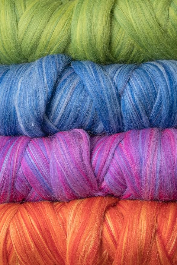 Kondoos Multi Colored Natural Wool roving, 1 lb. Best Wool for Needle Felting, Wet Felting, handcrafts and Spinning. (Candy, 1lb)