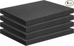 4 PCS Black Foam Padding- 16x12x1 Inch Polyurethane High Density Foam Cuttable Black Sheet Pad Cushioning Inserts for Packing Cases and Crafts