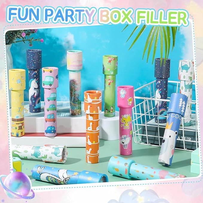 Chivao 30 Pcs Classic Kaleidoscopes Kids Vintage Toys, Return Gifts for Kids Birthday Mini Kaleidoscope Kit for School Classroom Prizes, Stock Stuffers Bag Fillers, Random Colors(Cute Style)