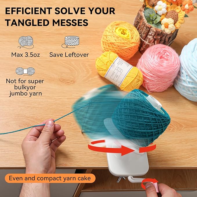 SPEENSUN Yarn Winder for Crocheting, Yarn Spinner, 3.5 OZ Easy-to-Install and Efficiently Yarn Cake Winder with Lower Noise, Yarn Baller for Crochet and Knitting Lover for Yarns Below Size 5