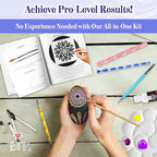 Complete Beginner's Mandala Painting 46 Piece Kit with Acrylic Paints, Reusable Stencils and Dotting Tools. Fun Rock Art & DIY Craft Project. Starter Activity Pack and Gift for Teens, and Adults