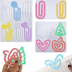 3pcs Paperclip Bookmarks Mold, Jumbo Paper Clips Bookmarks Silicone Mold with Multiple Style Epoxy Heart Resin Casting Mould Butterfly Making Supplies for DIY Crafts Book Lovers Gift