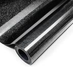 Black Glitter HTV Heat Transfer Vinyl, 12" x 8ft lron on Vinyl, for T-Shirt Ironing, Vinyl HTV Easy to Cut and Weed, The Best Choice for DIY Creativity. (Black, 12" x 8ft)