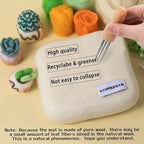 NFAMRZCAR Needle Felting Pad,Thick and Firm Needle Felting Mat Natural Wool Felting Mat with 110 Needle 3 Needle Wood Handles 1 Clean Cloth,Clear Instruction (New 6 * 6inch)