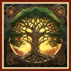 Disxvivy Cross Stitch Stamped Full Embroidery Kits DIY 11CT Cotton Thread Printed DIY Needlepoint Kits Craft Needlework Set Cross-Stitch Stamped Sets-Magic Tree 18x18 inch