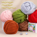 QMNNMA 14.1oz Wool Roving Yarn, Fiber Roving Wool Top, Chunky Yarn, Handmade Carded Core Wool for Felting, Wet Felting DIY Hand Spinning