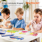 Shuttle Art 40 Pack Watercolor Paint Set, 8 Colors Watercolor Paint with Paint Brushes for Kids and Adults, Washable Paint for Classroom, Parties, Kindergarten and Art Activities
