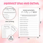 Birthday Party Games, Who Knows Her Best, 25 Pcs Card Set for Guests, Fun Birthday Game for Teen Adults – A05