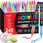 Guangna Acrylic Paint Markers,240 Colors with Direct-Liquid Ink Control System, Professional-Grade Paint Pen for Rock Painting, Canvas, Glass, Plastic, Fabric & Creative Crafts