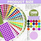 Thenshop 24000 Pcs 1/2 Inch Round Colored Circle Dot Sticker Label 20 Assorted Colors Adhesive Circle Dot Label Coding Sticker for Coloring Marking Organizing