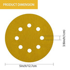 150PCS 400 Grit Gold Sanding Discs, 5-Inch 8-Hole Sandpaper for Random Orbital Sander, for Automotive or Woodworking