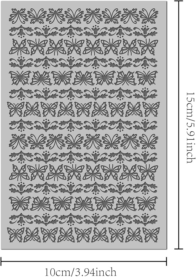 Arbuya Butterflies Polymer Clay Texture Mat - Butterfly Borders Texture Sheet for Polymer Clay Jewelry Making, Earring Charms, DIY Craft Supplies