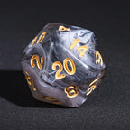 7-Die DND Dice Set Polyhedral Dice Set with a Leather Dice Bag, D&D Dice Set for RPG Table Games (Transparent Black Mix White)