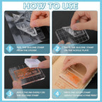 Yinder 7 Pcs Vintage Rubber Clear Stamps Set 4 Sheet Transparent Postage Silicone Stamps 3 Pcs Acrylic Stamp Block Tools with Grid Lines Rubber Craft Supplies for DIY Scrapbooking Journaling