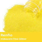 Renfio Iridescent Ultra Fine Glitter Powder Resin Supplies Glitters 1.94 Oz (55g) PET Flake Crafts Sequins 1/128" 0.008" 0.2mm Epoxy Chips Flakes for Tumblers Slime Painting - Lemon Yellow