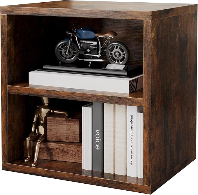 FUSUNBAO Magic DIY Storage Organizer - Stackable Cubes for Home Books, Clothes, Toys-Modular Cubby Storage System-Office Cubical-Bookcase Closet (Antique Brown, 1 Layer Cube)