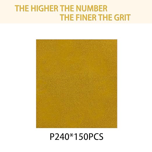 150PCS 240 Grit Gold Sanding Discs, 5-Inch 8-Hole Sandpaper for Random Orbital Sander, for Automotive or Woodworking