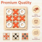 Libima 12 Pcs Wooden Tic Tac Toe Game Mini Family Board Games Classical Puzzle Chess Tabletop Teaches Strategy & Focus, Gifts for Halloween/Road Trip/Travel/Christmas Strategy Toys(Classic Color)