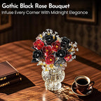 Rose Flower Bouquet Building Set for Adults, Halloween for Women Teen Girlfriend, Artificial Floral Botanicals Collection Gothic Decor for Home or Office (414 PCS)