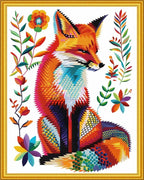 Magxvouy Cross Stitch Kits Stamped Full Range of Embroidery Kits,Cross Stitch Patterns Needlework Kits for Beginners 11CT Printed Kits&Colorful Fox 16x20 inch